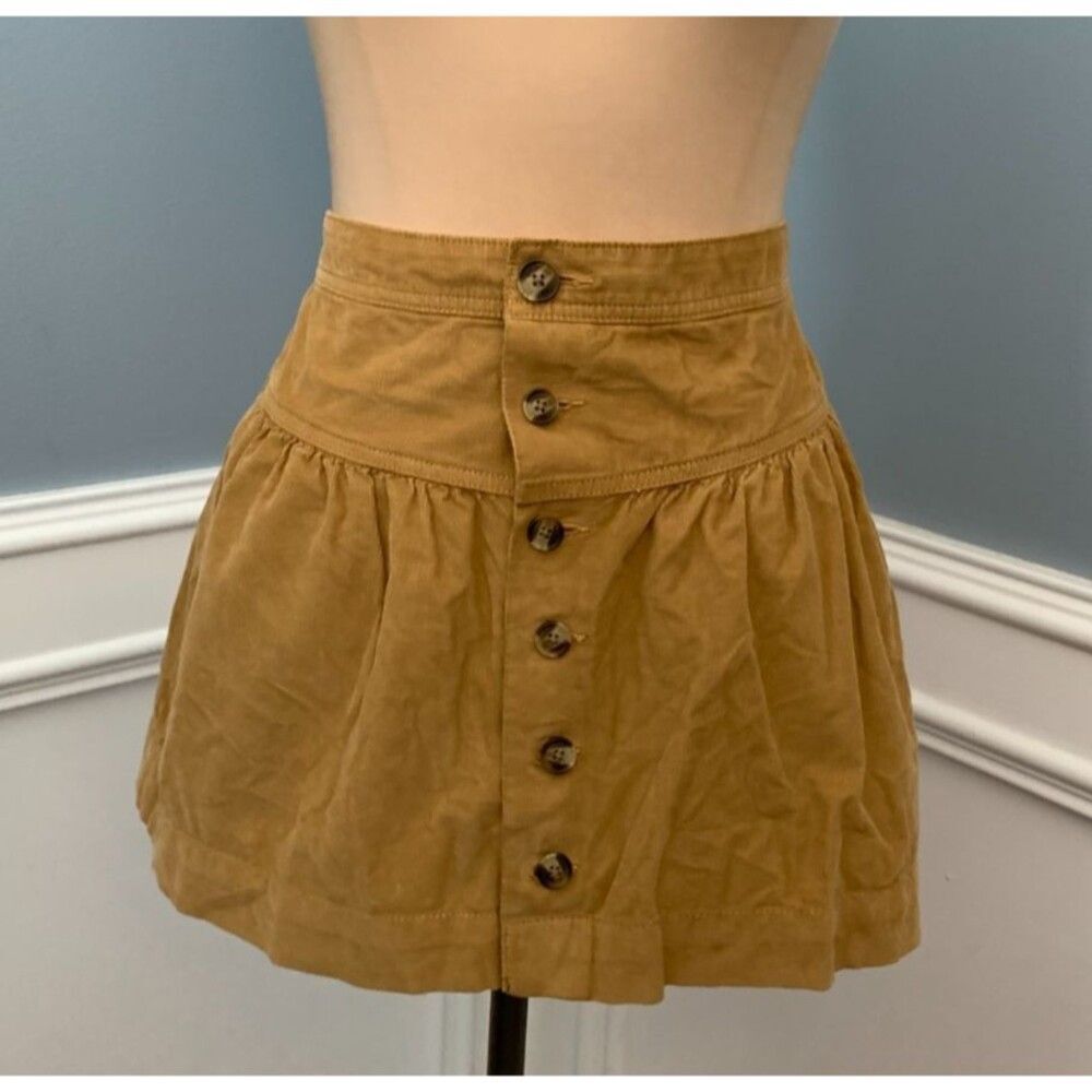 American Eagle Skirt Womens 10 Mini Corduroy Tulip A-Line Button Front Festival